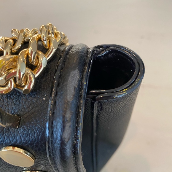 Black and Gold Crossbody Bag with Studded Design - Picture 8 of 9